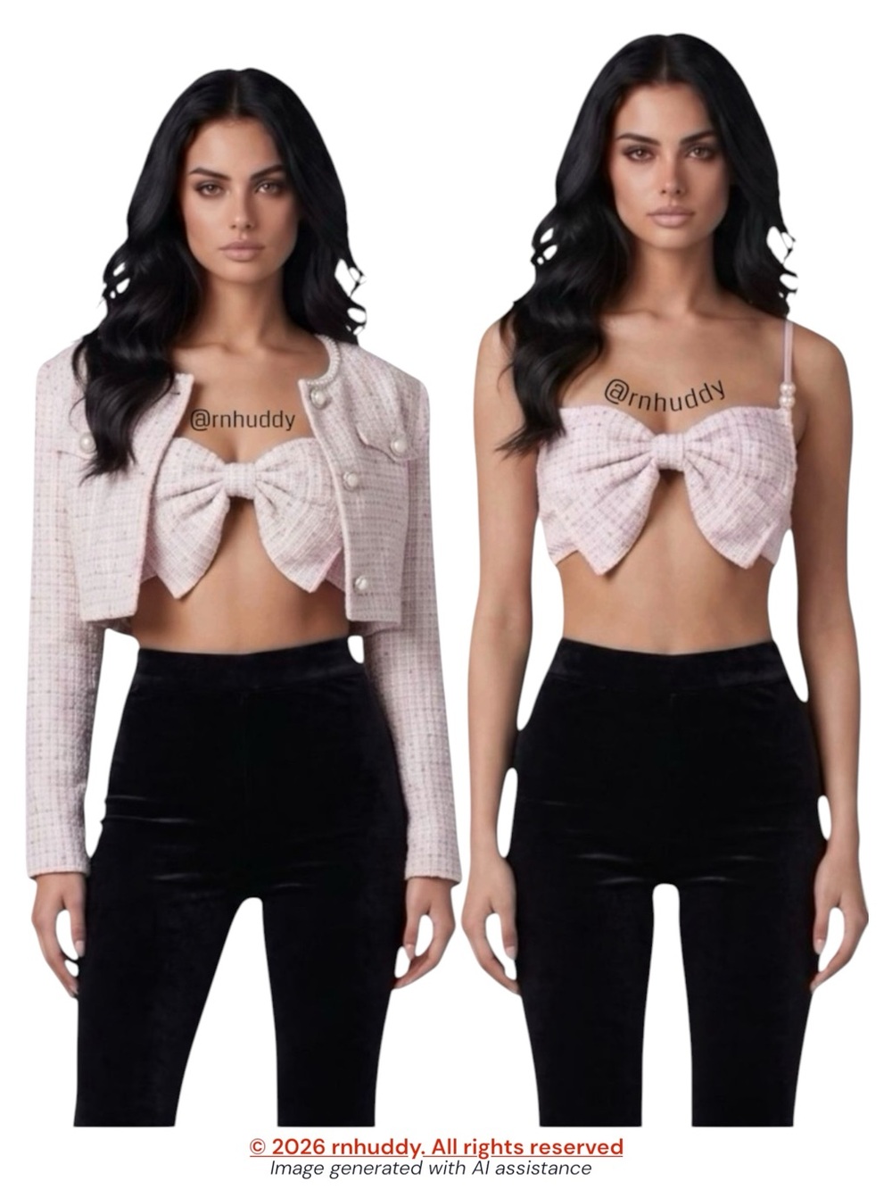 NWT Sugar Thrillz Dolls Kill S pink tweed bow crop top & blazer set